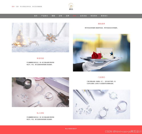 html css js網頁設計 電商 珠寶珠寶行業的專業領域應用先狀 前沿及發展展望13個頁面