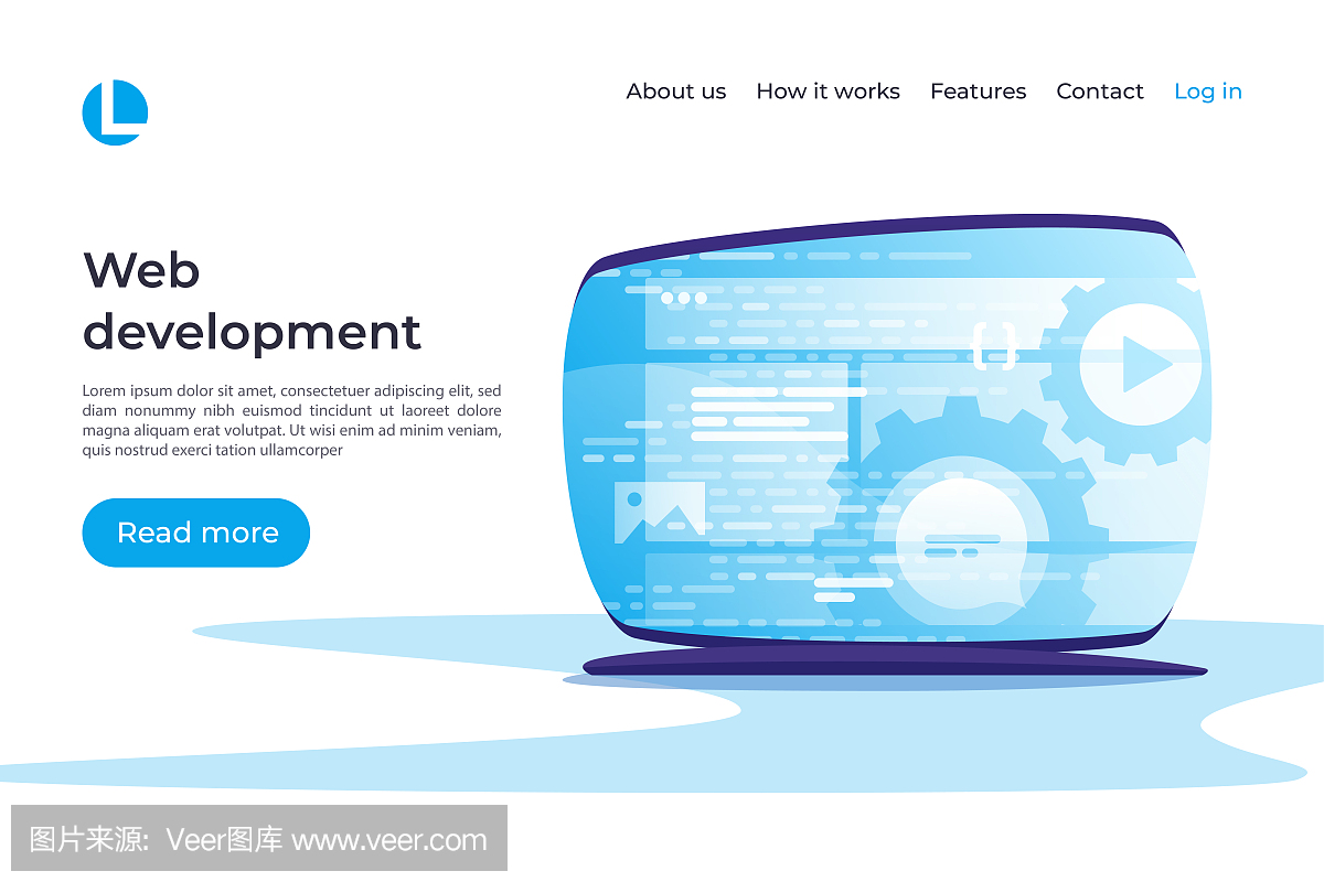 Web開發矢量概念。著陸頁模板。